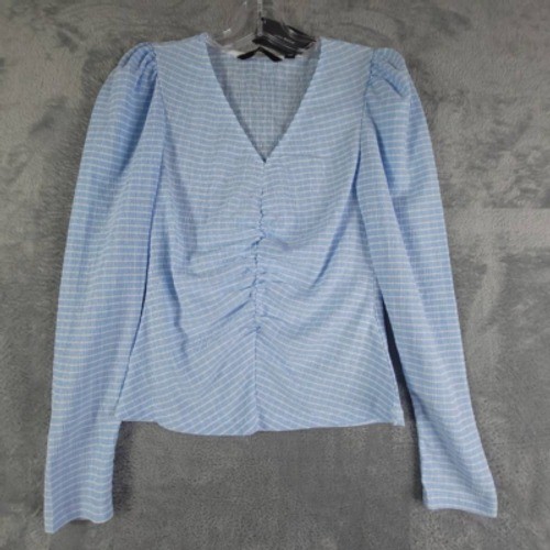 Vero Moda Shirt Womens Ellie Blouse Placid Blue White Stripe Ruched XS New