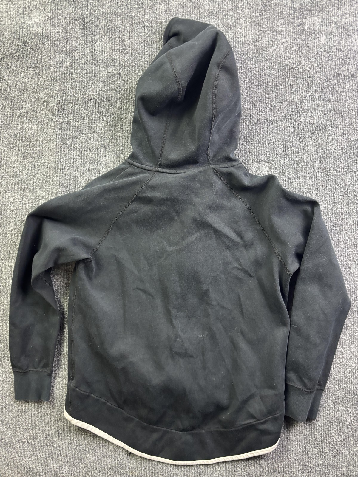 Nike Hoodie Womens XS Black Fleece Full Zip Swoosh Logo Zip Pockets High Low Hem