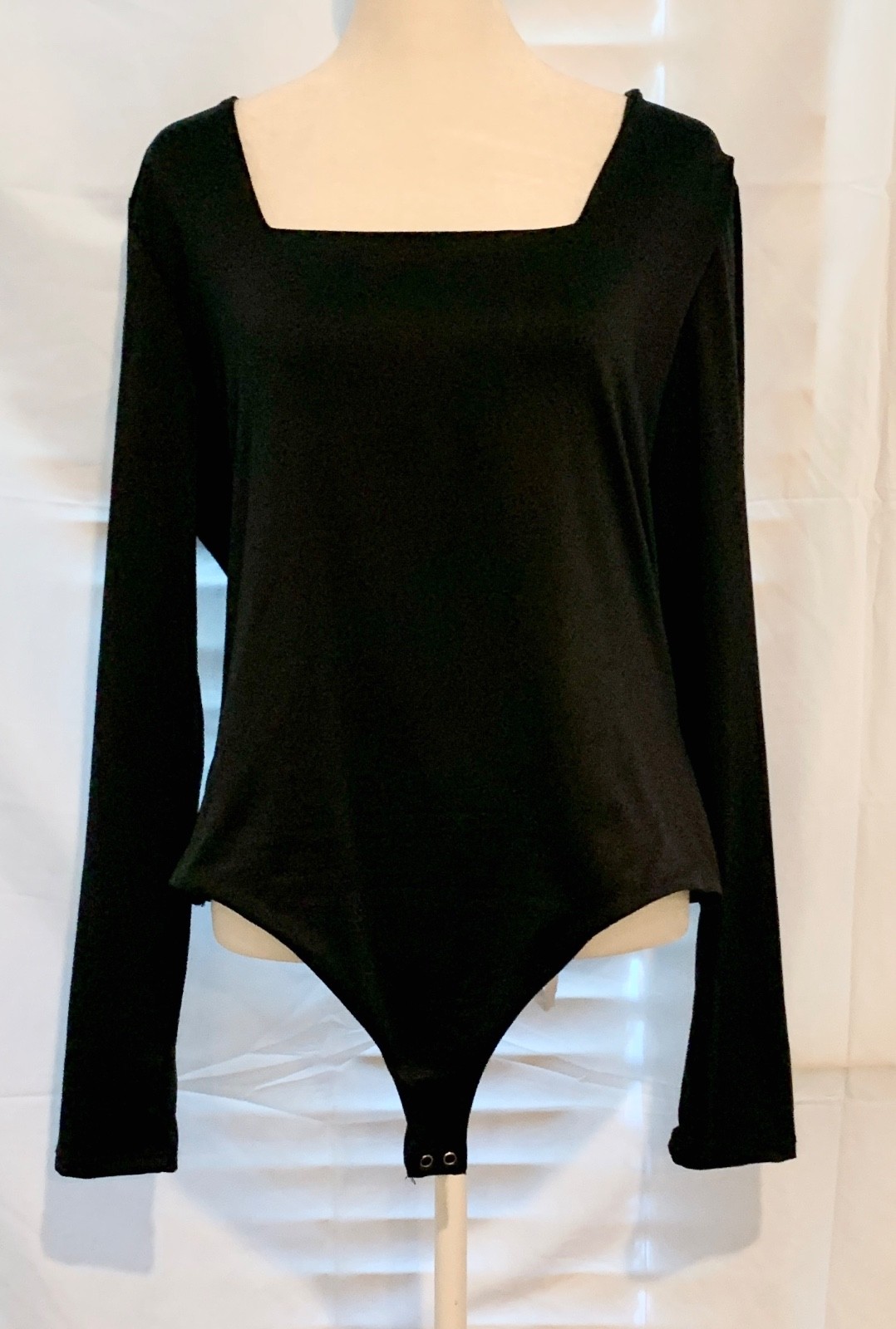 Madden NYC Women’s Black Square Neck Body Suit Thong Snap Closure XXXL