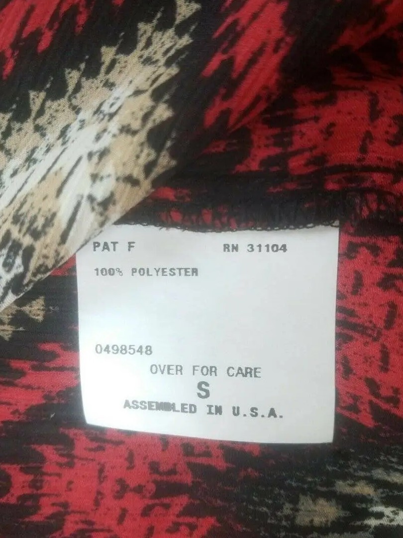 Women’s Blouse Size S Tunic Zig Zag Stripe Shirt Red & Black