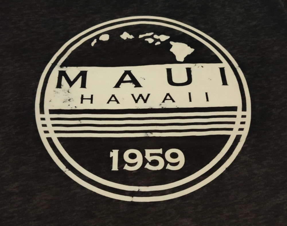 Maui Hawaii T Shirt Womens Large Blue Short Sleeve Pullover Roundneck Cotton Bld