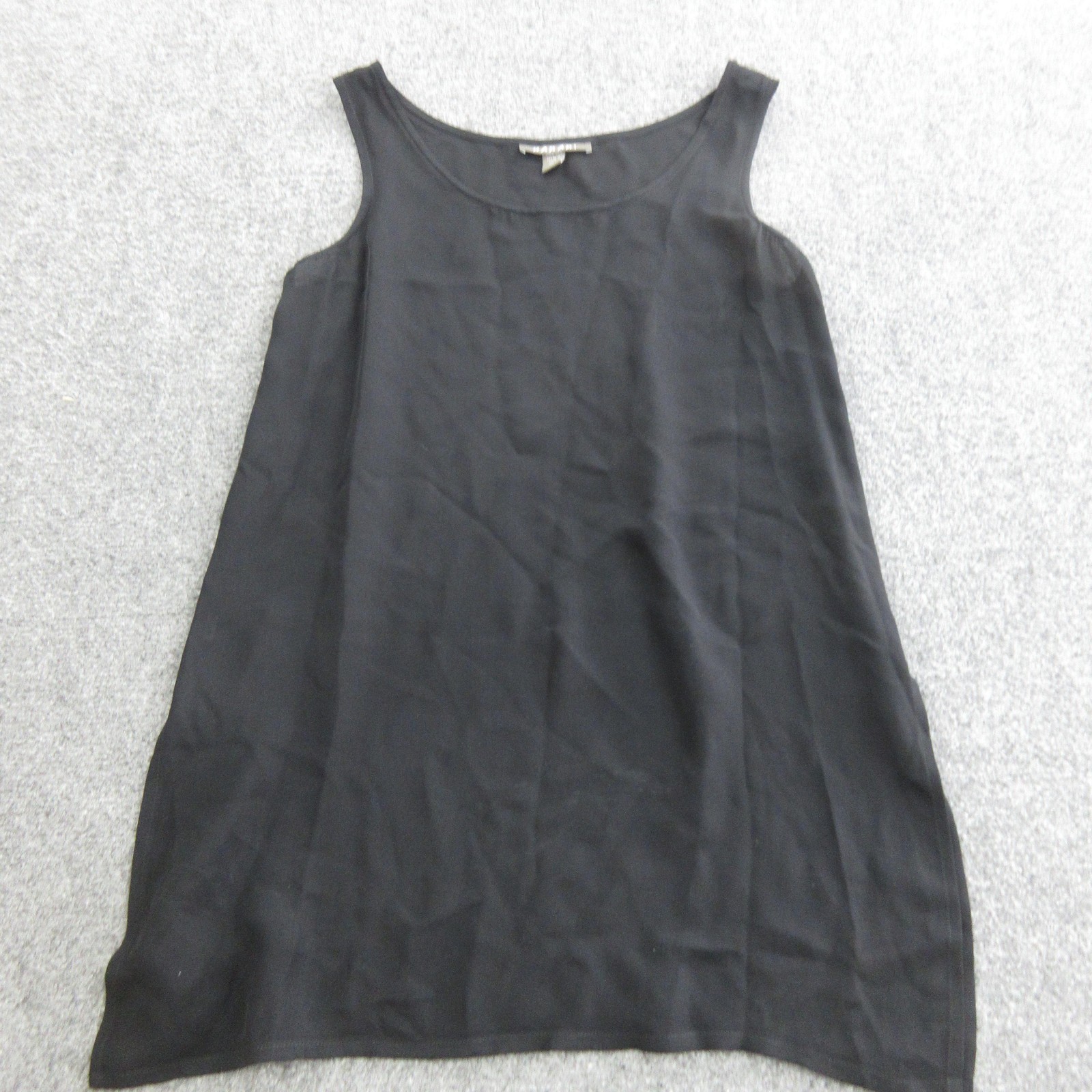 Harari Shirt Womens S Black Silk Shift Tank Scoop Neck Knee Length Lined Casual