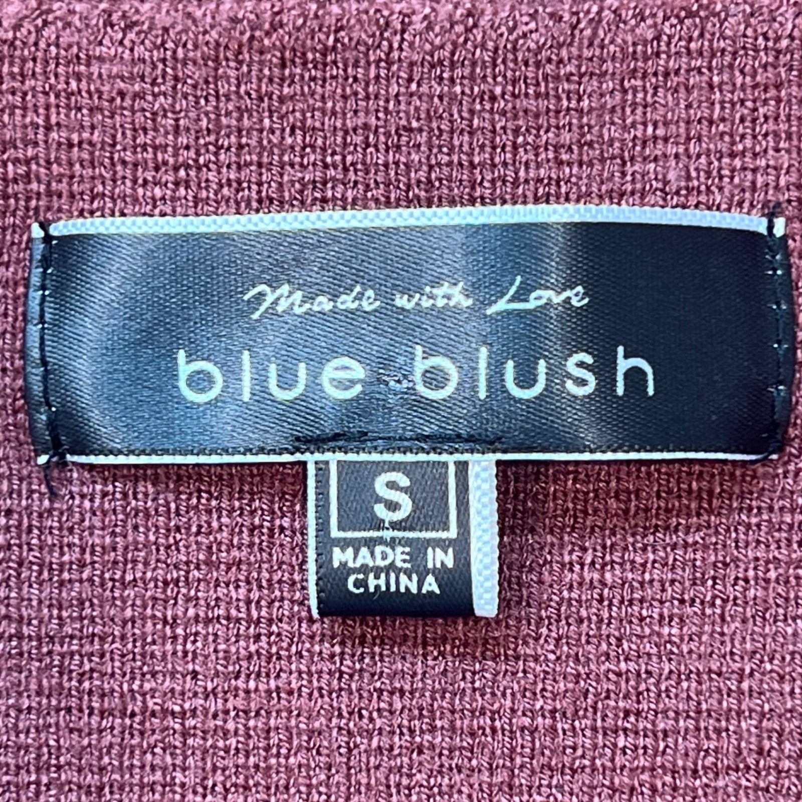Blue Blush Top Knit Bodice Balloon Sleeve Square Neck Blouse Small S