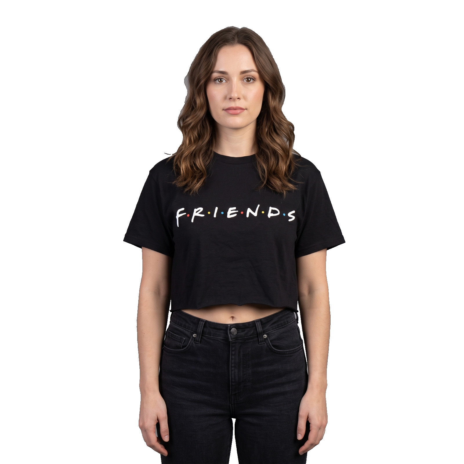 FRIENDS The Television Series Womens Black Cropped Tee Shirt New Medium