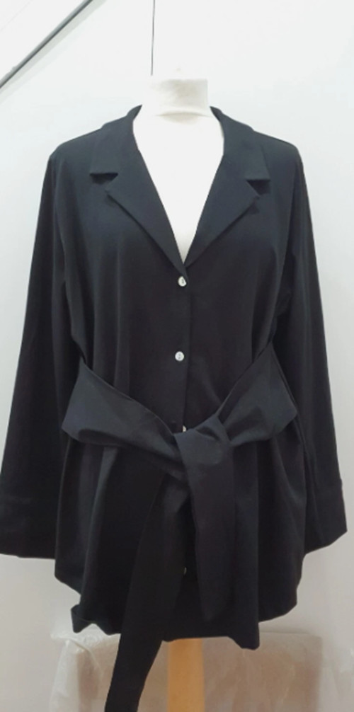 Wynne Layers Resolution Shirt Top Button Front Tie Waist Shirt Black New Size XS