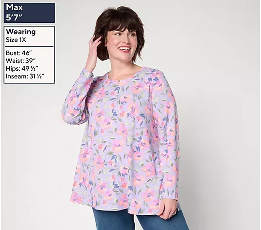 Denim & Co. Regular Printed Heavenly Jersey Swing Tunic NWT A715779
