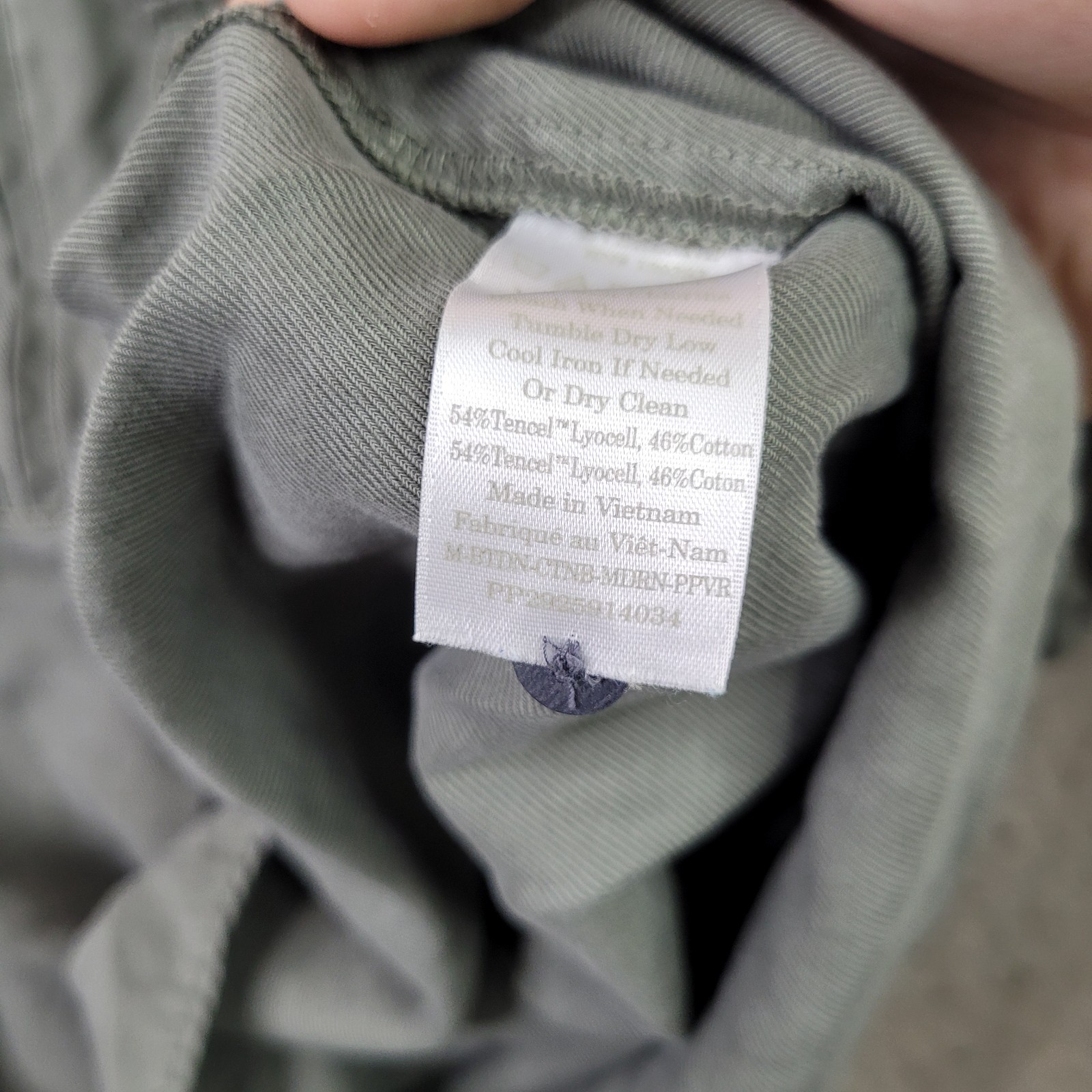 Everlane Womens M Olive Green Tencel Cotton Quarter Zip Utility Pullover Shirt