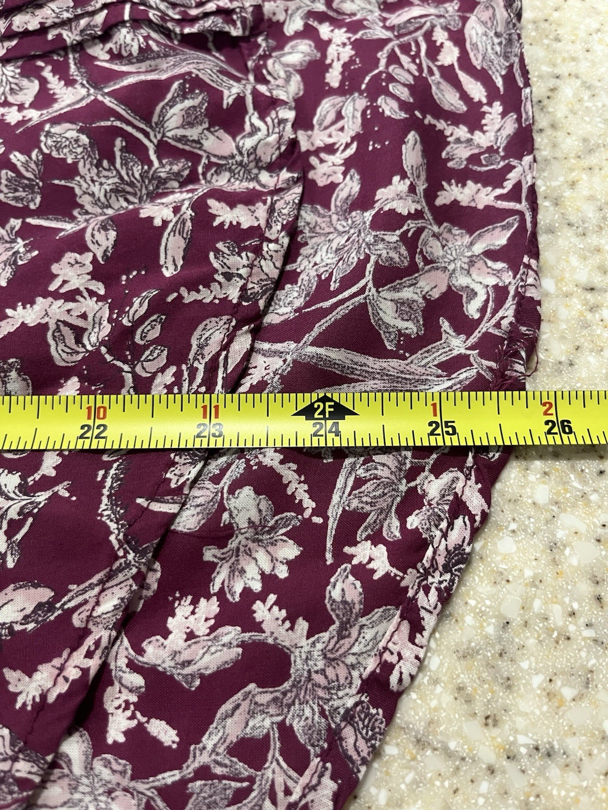 Lucky Brand Women’s Large Burgundy Floral Blouse Button‑Up 3/4 Sleeve
