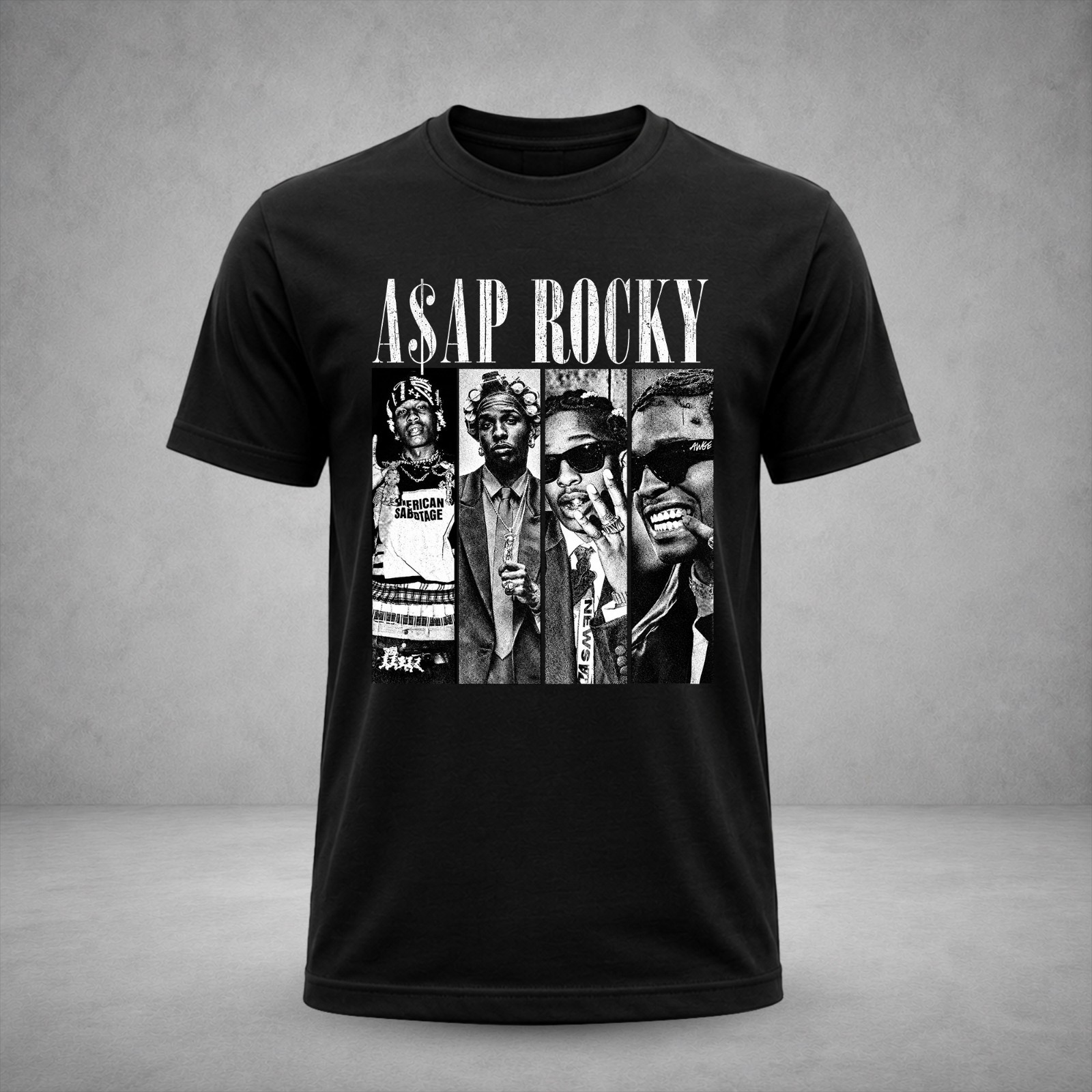 ASAP Rocky Inspired Retro Photo Collage Graphic Tee Hip Hop Rap Unisex T-Shirt