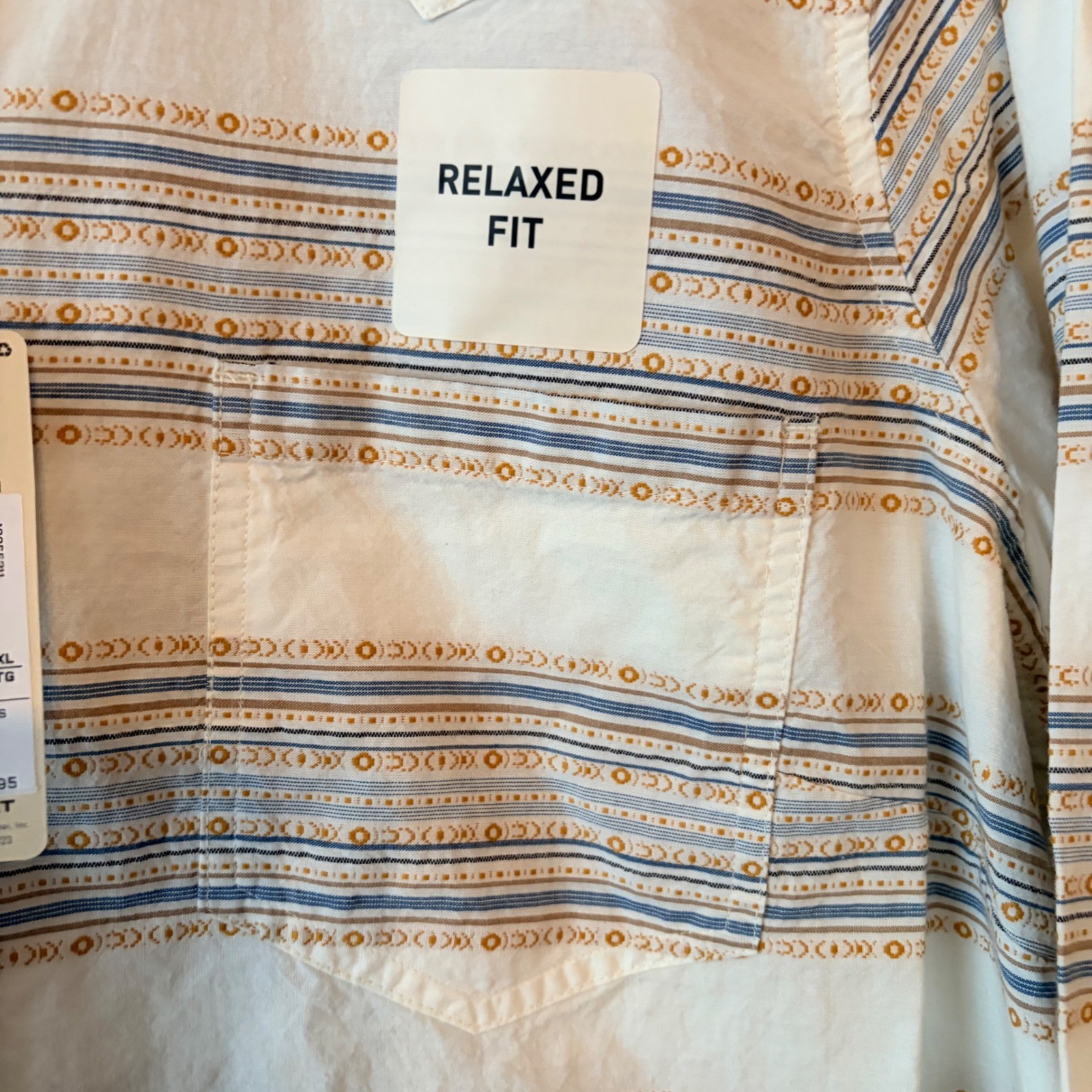 Ariat Billie Jean Western Button Down Shirt Relaxed Fit Cream Mustard Blue XL