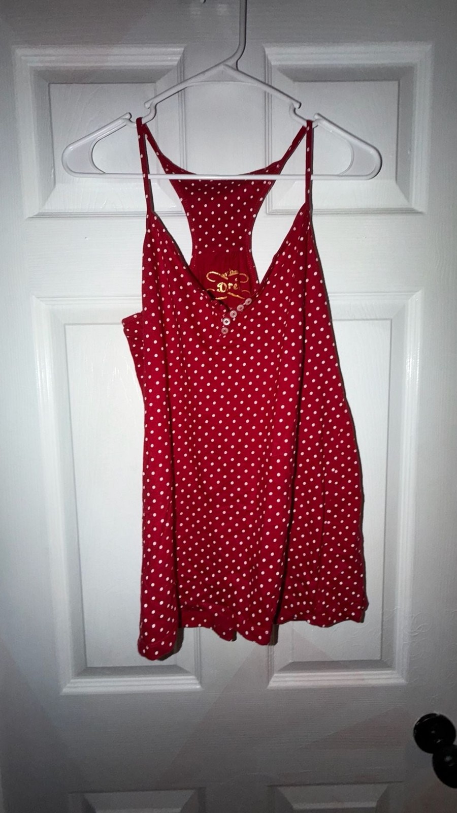 Desire Red and White Polka Dot Racerback Tank Top