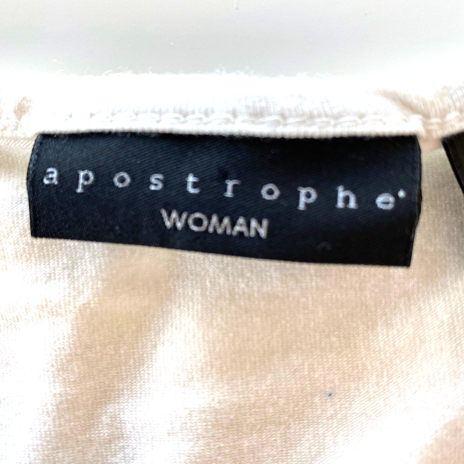 Apostrophe Stretch Top Shirt Womens Plus 20 22W 3/4 Sleeve White Ivory