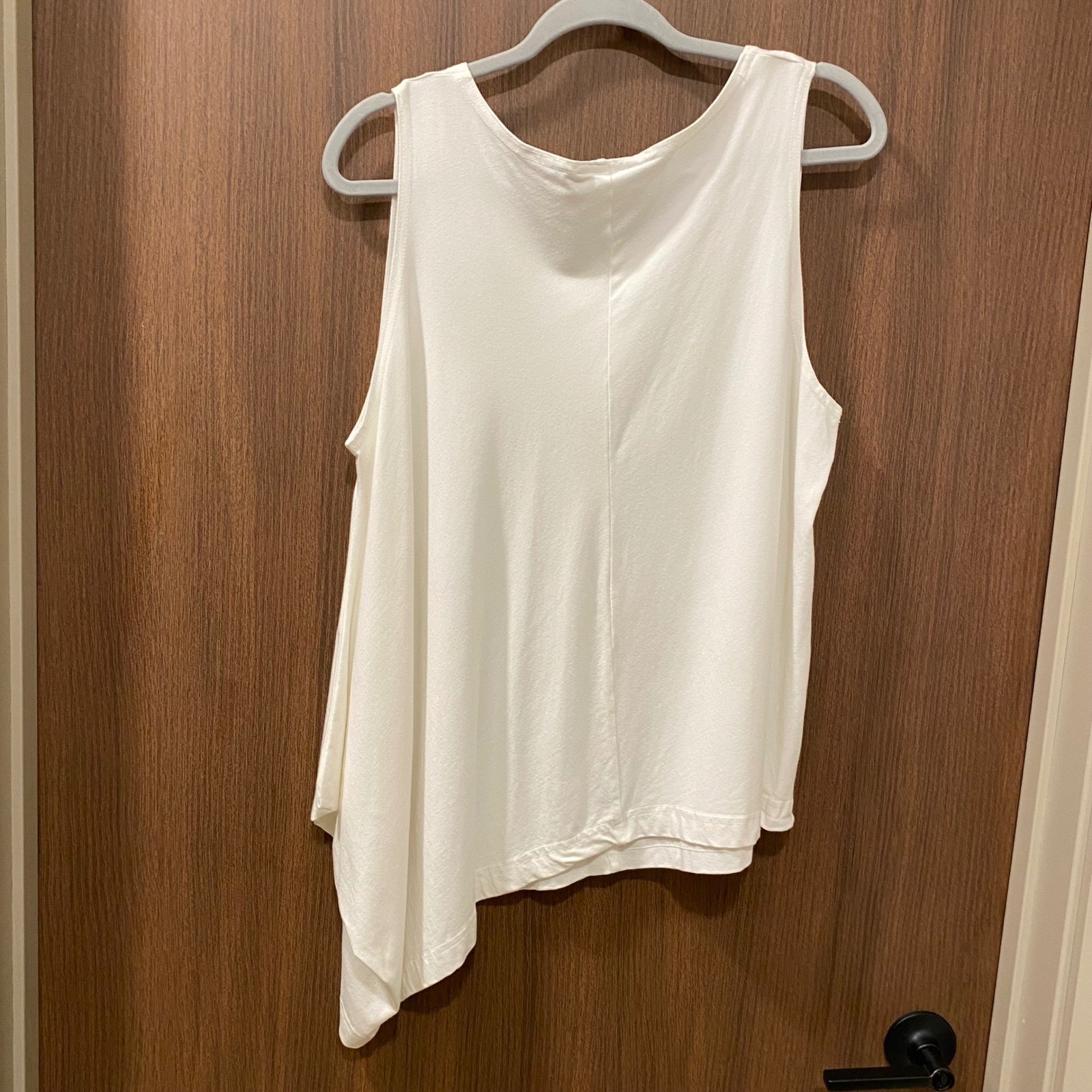 BRYN WALKER Asymmetrical Tank Top M Cream Lagenlook Bamboo Organic Cotton USA
