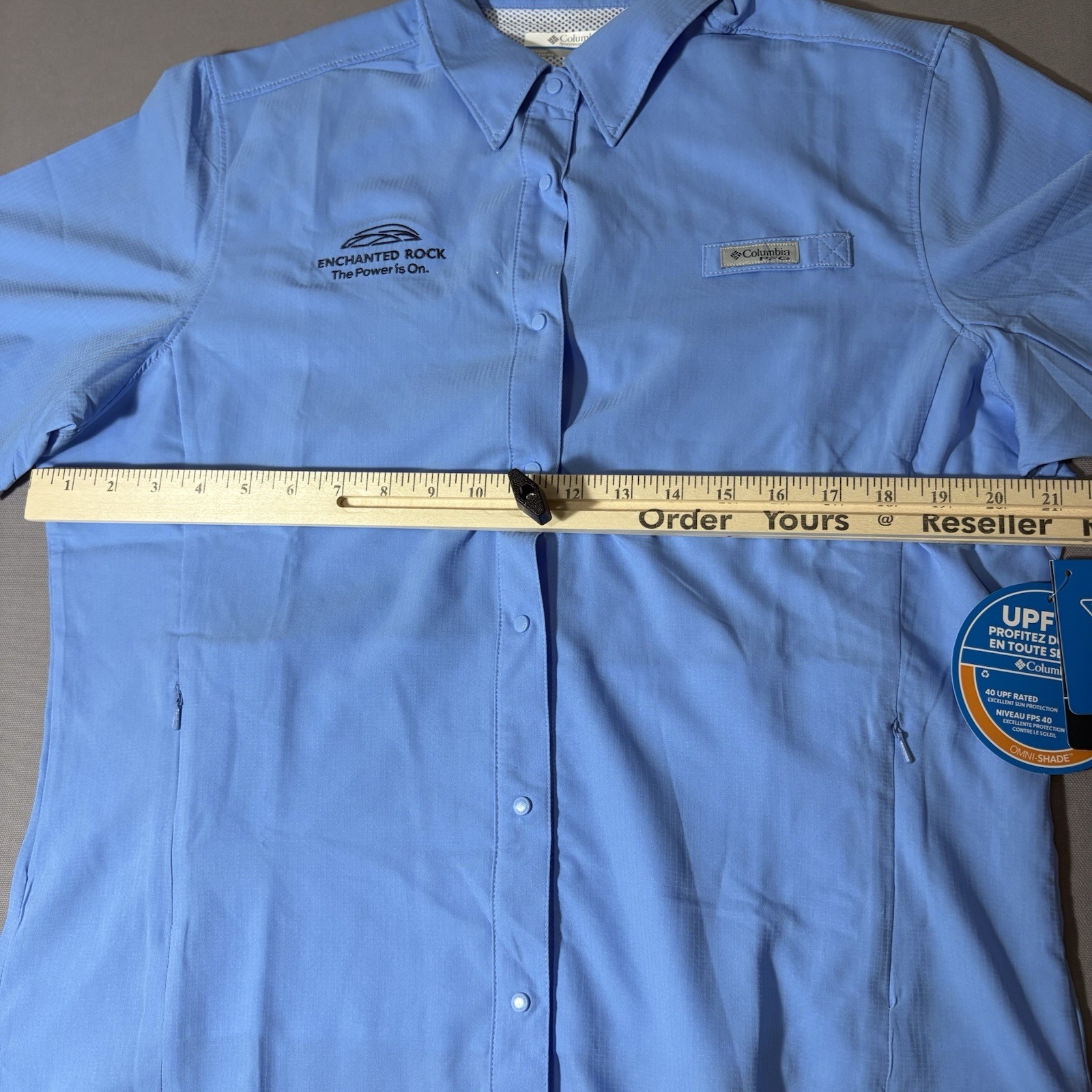 Columbia PFG Omni Shade Women’s Periwinkle Short Sleeve Button Up Large