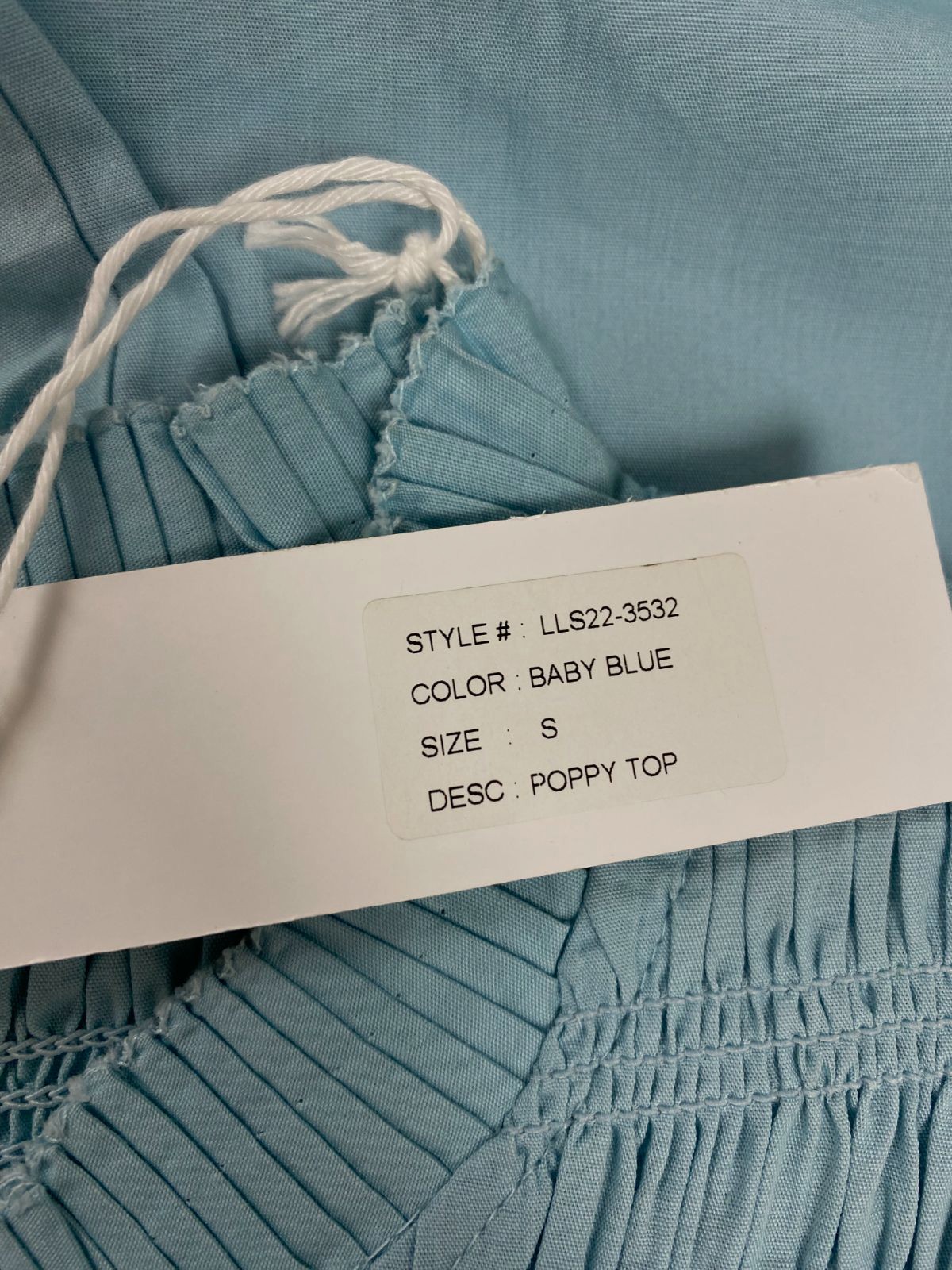 $175 Love The Label Women’s Blue Poppy High-Neck Ruffle Short Sleeve Top Size S