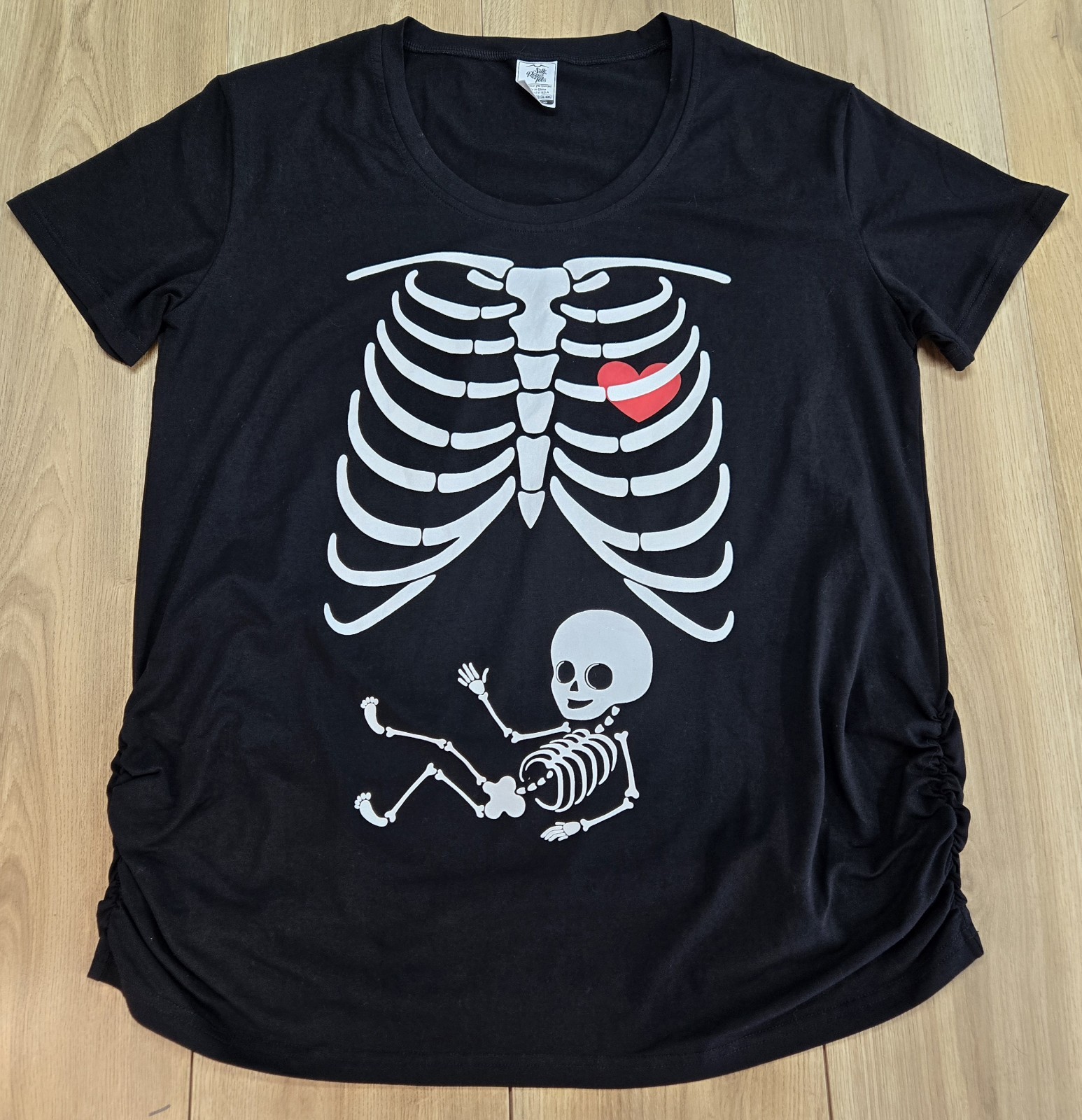 Silk Road Tees Maternity T-Shirt Mama Skeleton W/Baby Womens Sz XL/XXL, Stretch