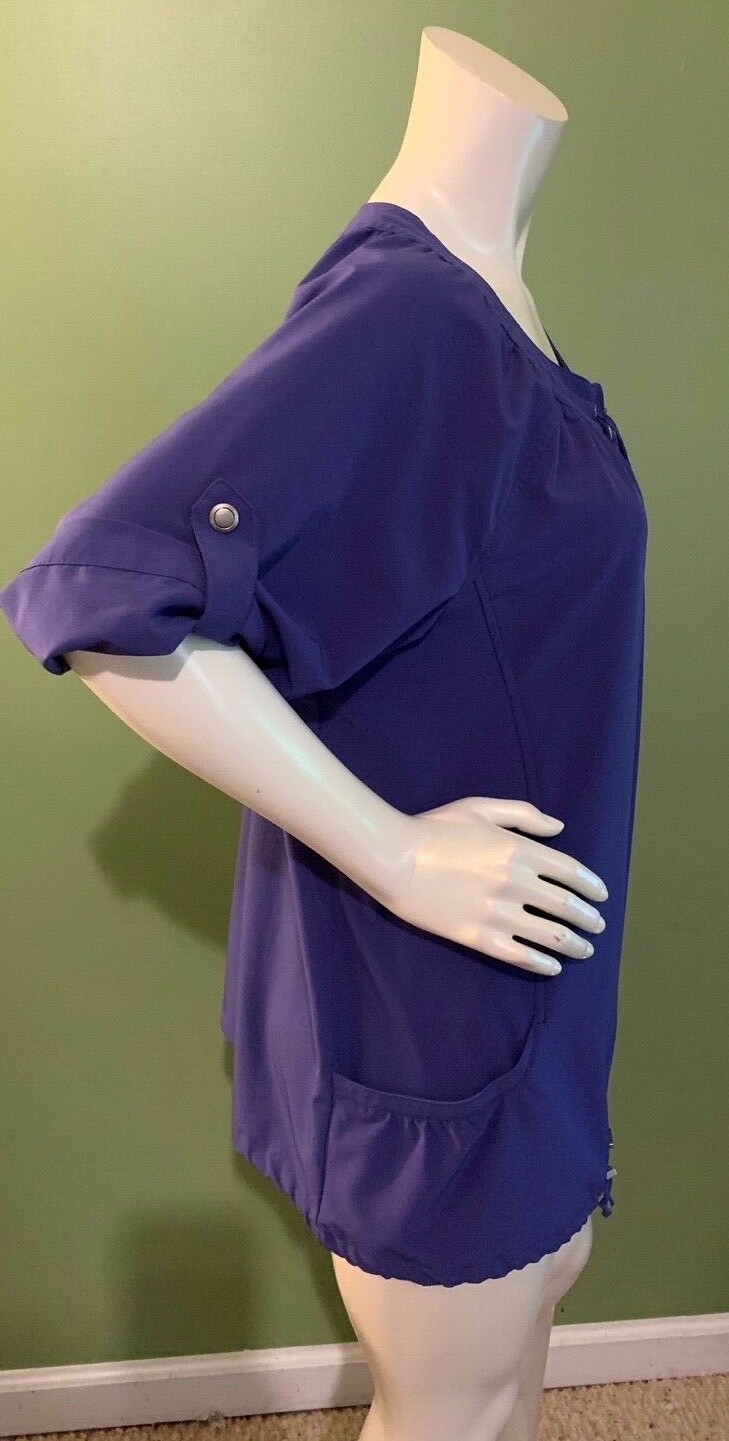 Chicos “Zenergy” Womens Shirt Top Full Zip 3/4 Adjustable Sleeve Sz 3