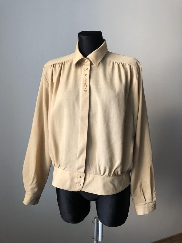 Women Peter Hahn Shirt Beige Wool 42 / XL / 50