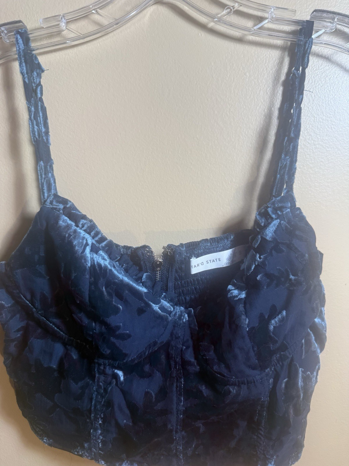 Altered State Size Small Spaghetti Strap Velvet Bralette Or Top