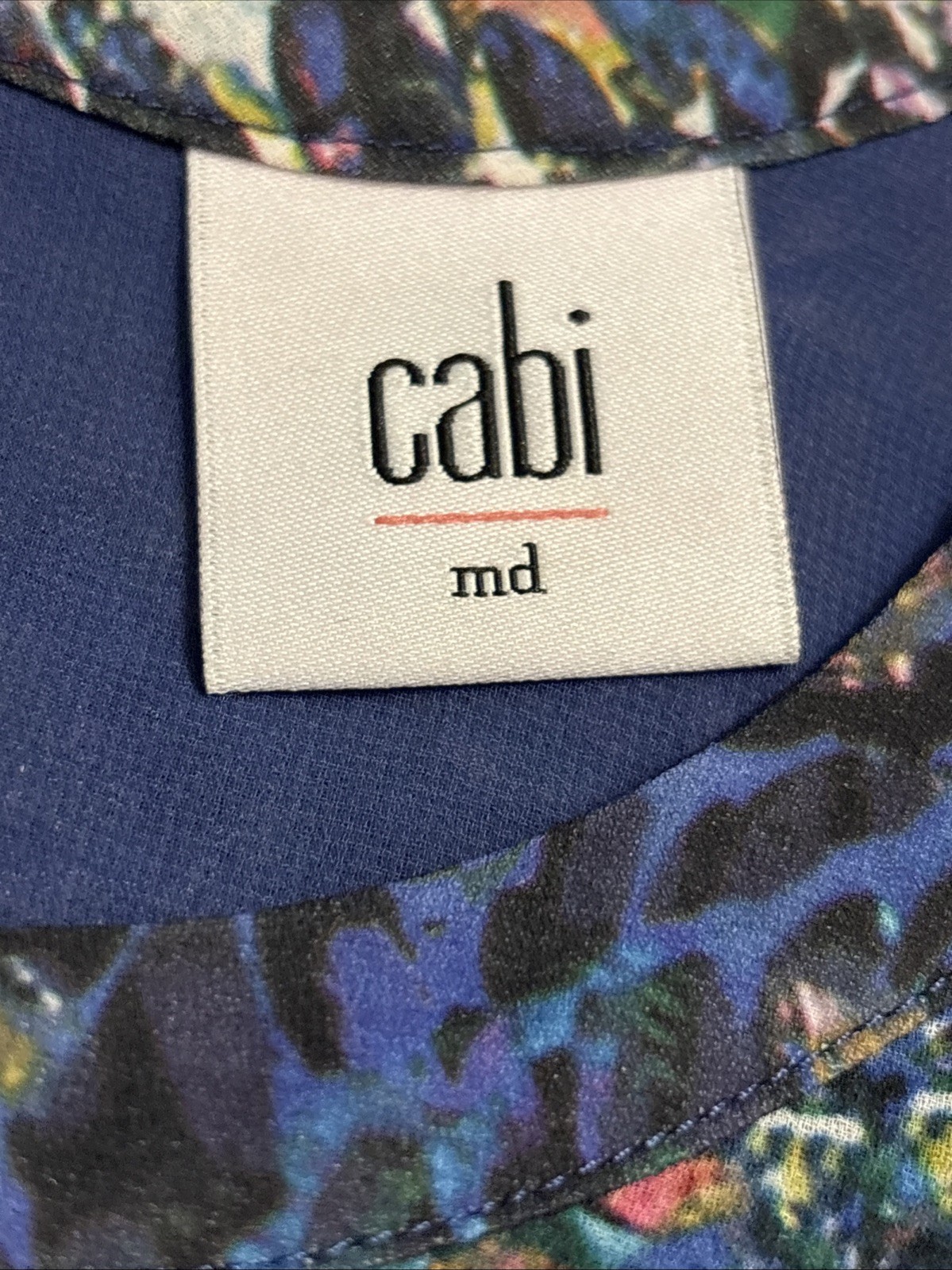 CAbi Floral Pattern Keyhole Neck Sleeveless Chiffon Blouse Blue Sz M Lined