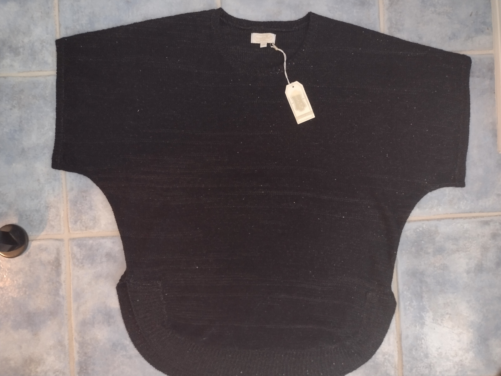 NWT Mud Pie Mudpie Sommer Sequin Tunic Black Sz Small / Medium Sweater Poncho