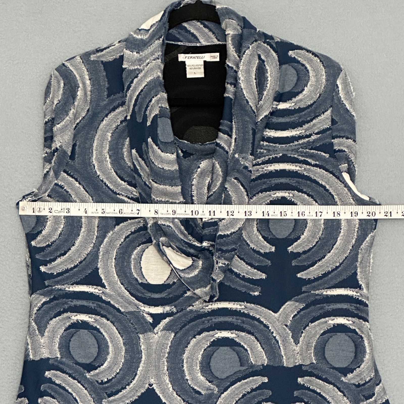 Retro 70s Womens Top L Blue Gray Cowl Soft Knit Tunic Mod Artsy Lagenlook