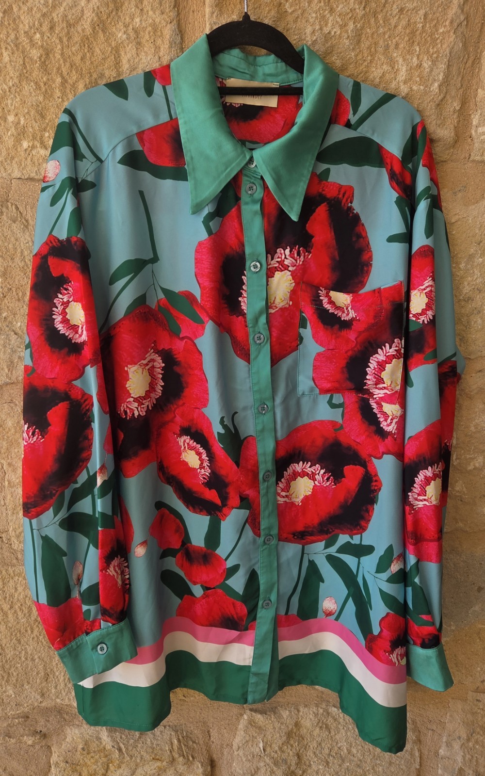 Sienna Bee Poppy Floral Button Down Blouse Top