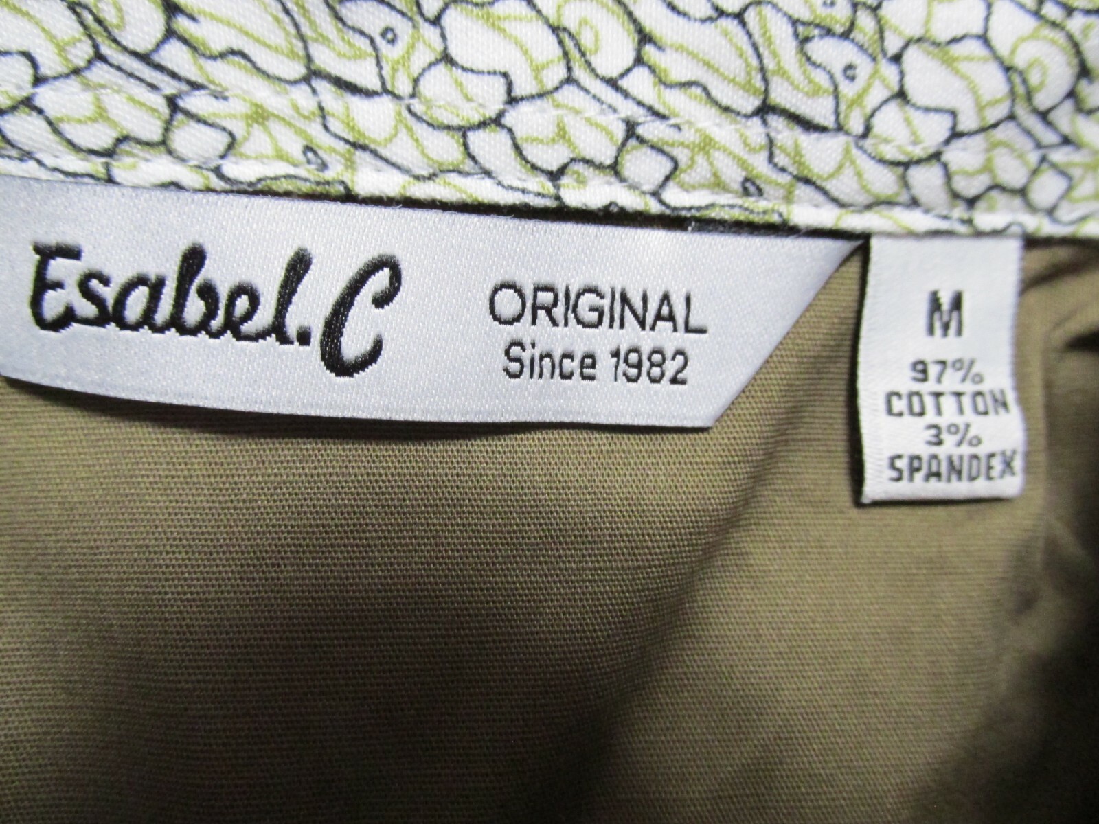 Women’s Esabel.c Button Down Roll Cuff Dress/Work Shirt Olive Size MEDIUM