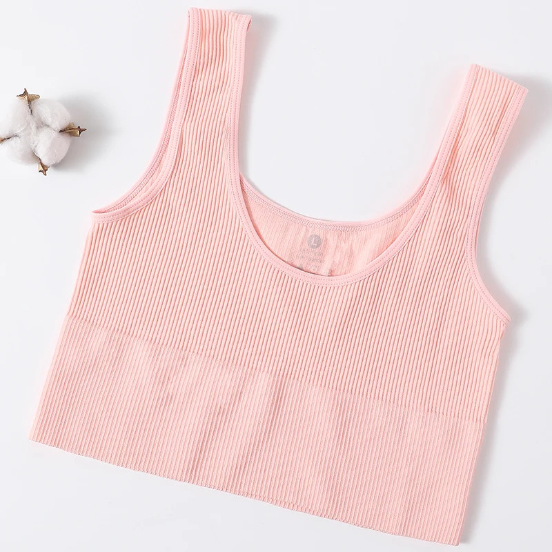 Women Tank Top Ribbed Crop Tops Female Seamless Underwear Wireless Bras Sexy
