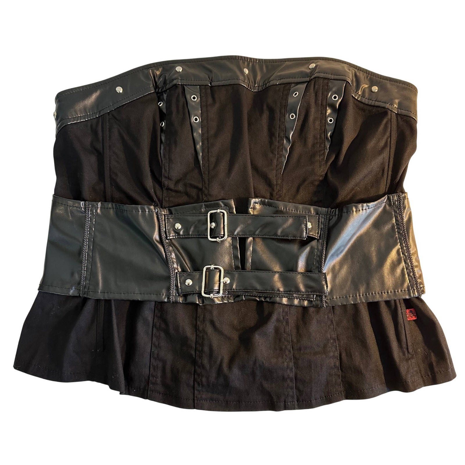 TRIPP NYC Corset Top Size 2 Large Black Faux Leather Accents Gothic Pirate Core