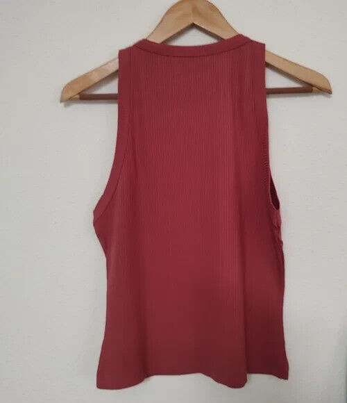 Lett Ventura High Neck Ribbed Tank Top Terracotta Mauve Women’s Size Small