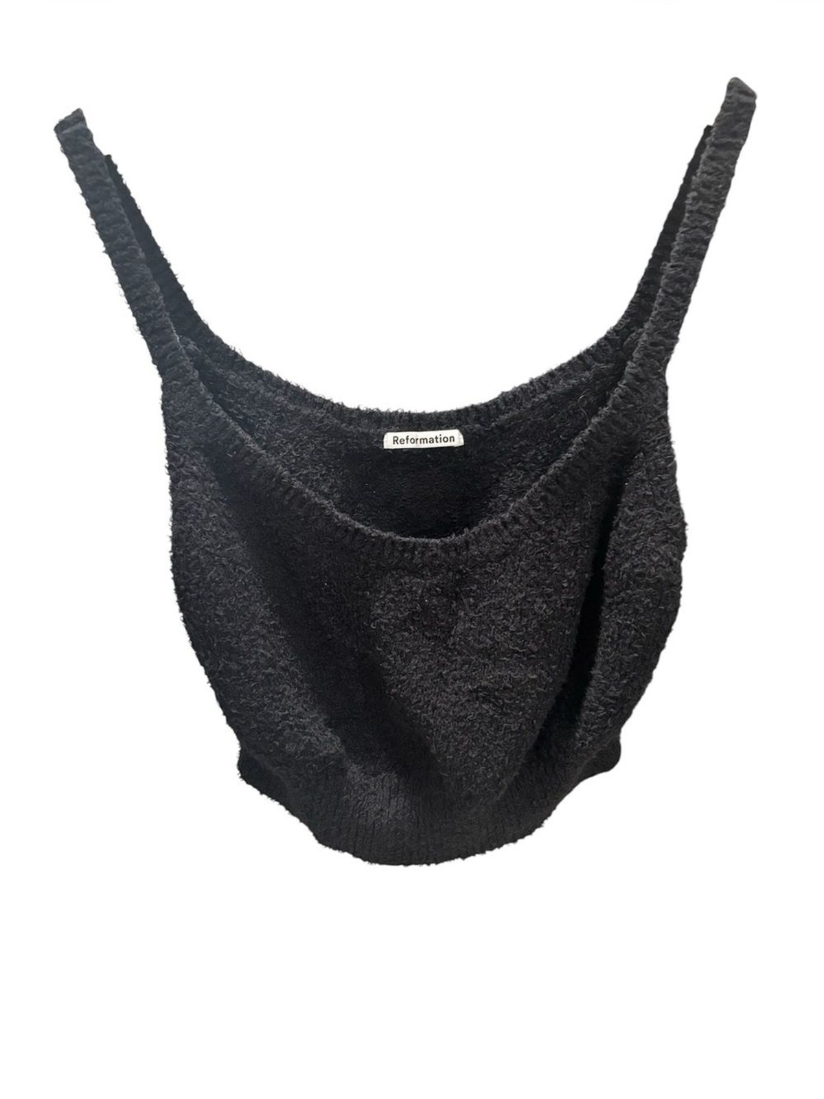 Reformation Black Teddy Crop Sweater Bralette | Size Large | 100% Organic Cotton
