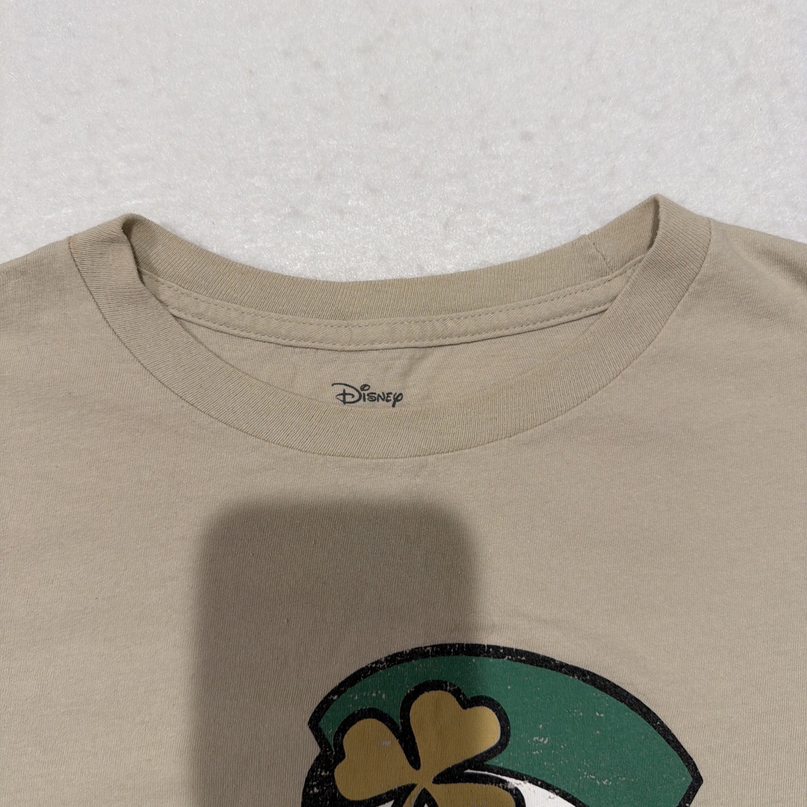 Disney Women’s Mickey Mouse Saint Patty Day T-Shirt Small Beige Preowned