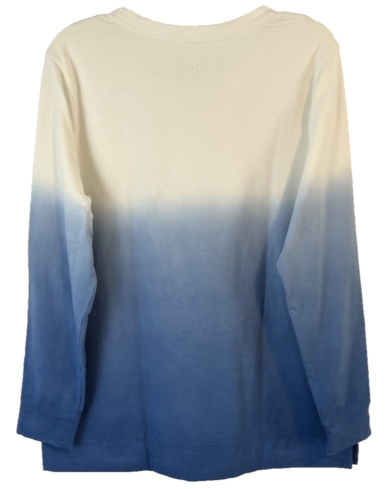 Denim & Co. French Terry Dip Dye Tunic Shirt Blue Sz Large A688718 Women Zi23