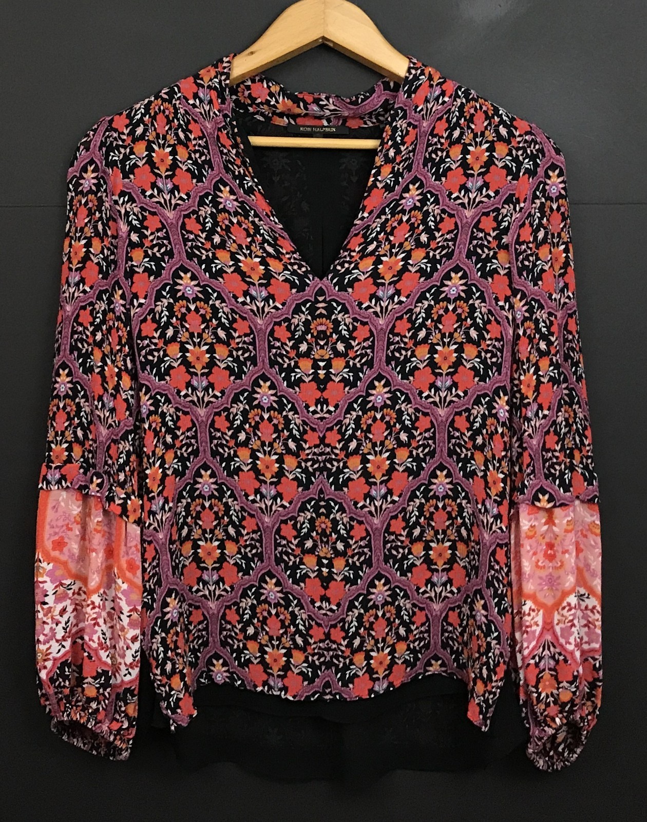 Kobi Halperin Women’s Azalea Floral Medallion Boho Romantic Blouse Size M