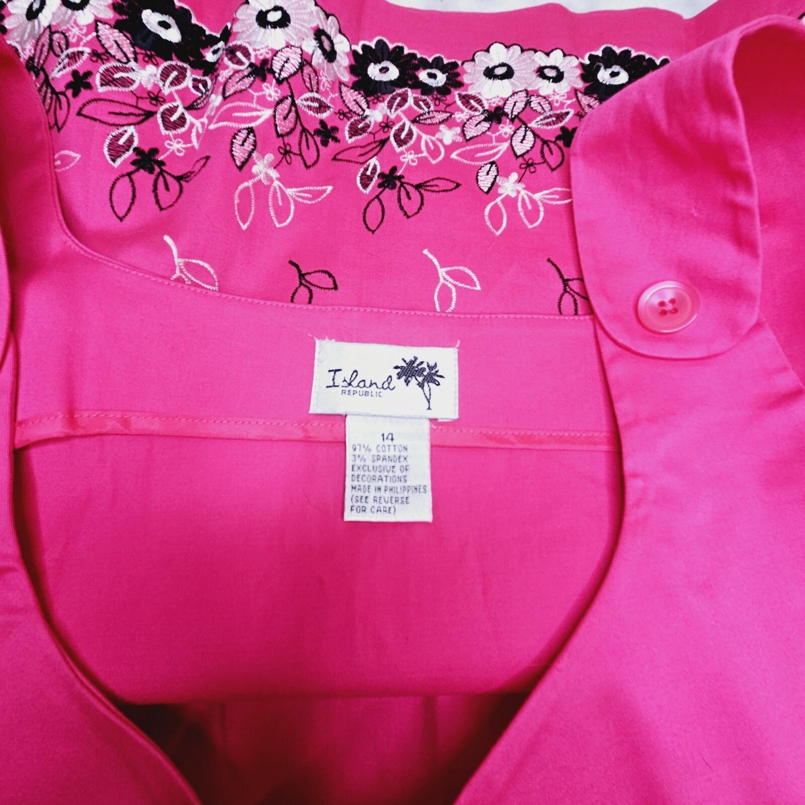 Island Republic Pink Tank Top SIZE 14 Floral Embroidered Side Zipper NWT Gift