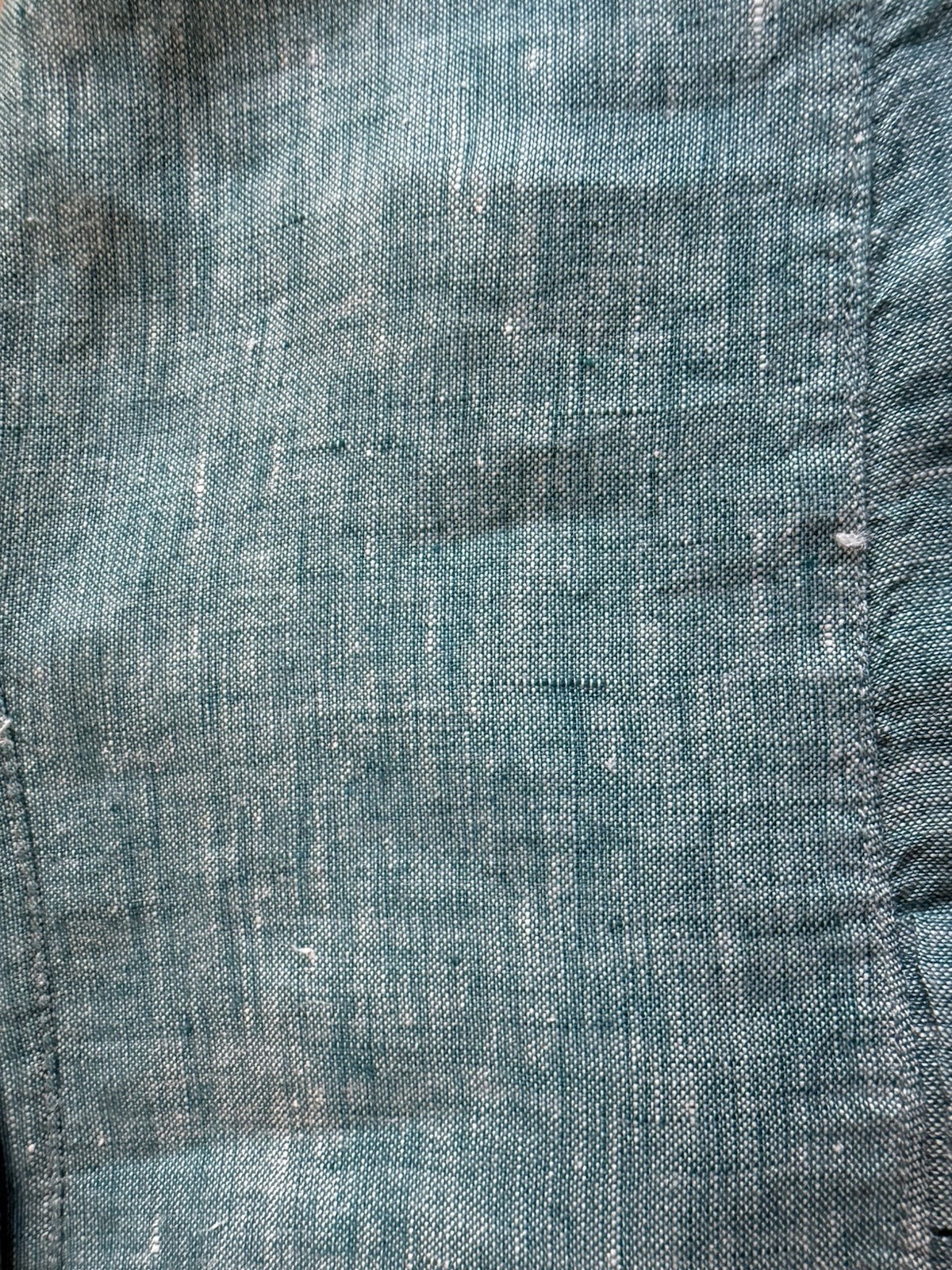 New No Tag Charter Club Luxury Women Linen Roll-tab Sleev Button Blue Shirt Sz L