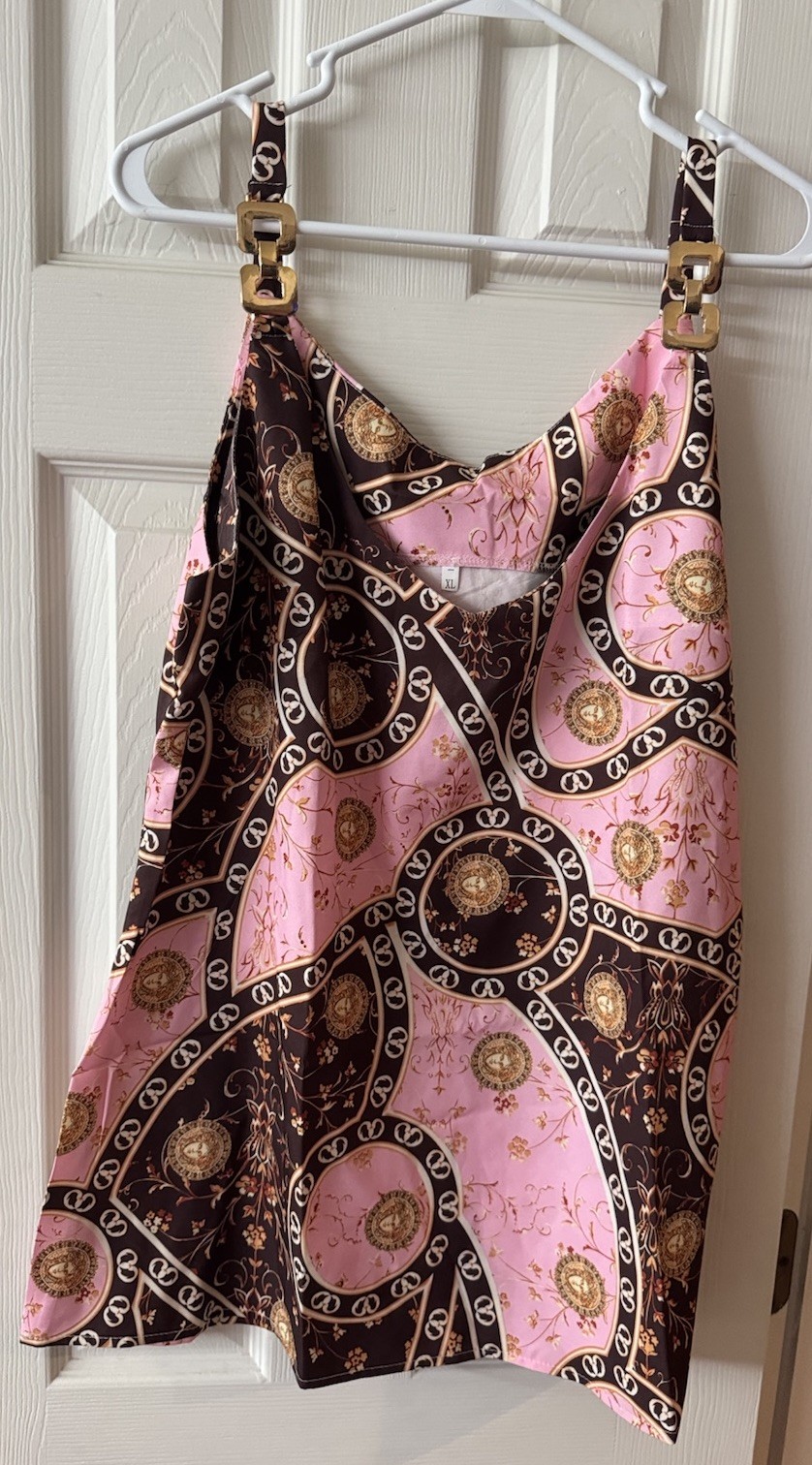 📀📀Pink/Brown Buckle Strap Blouse Size XL📀📀