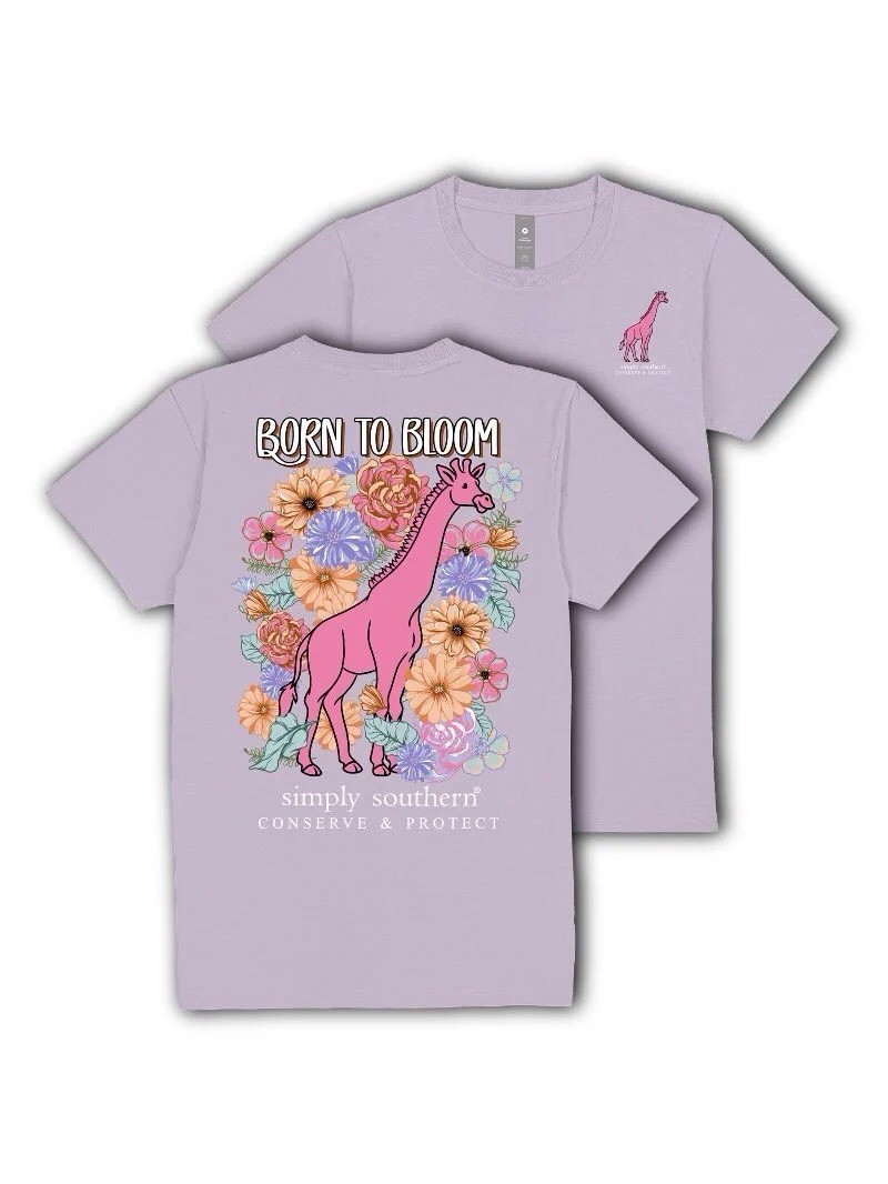 Simply Southern Born to Bloom T-Shirt Giraffe Tracking Tee Women’s XXL / 2X New
