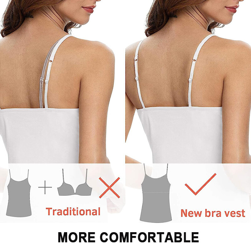 US Women Camisole Tank Tops Adjustable Strap Tops With Built in Padded Bra Vest