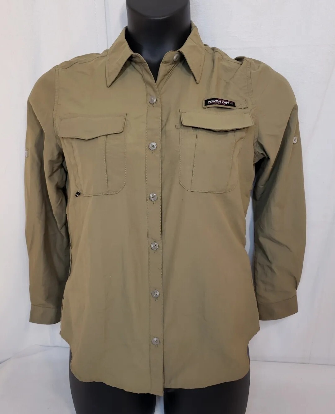 Sz XS Ladies Army Green Fishing Shirt Vented Nylon Blouse Breathable Top New