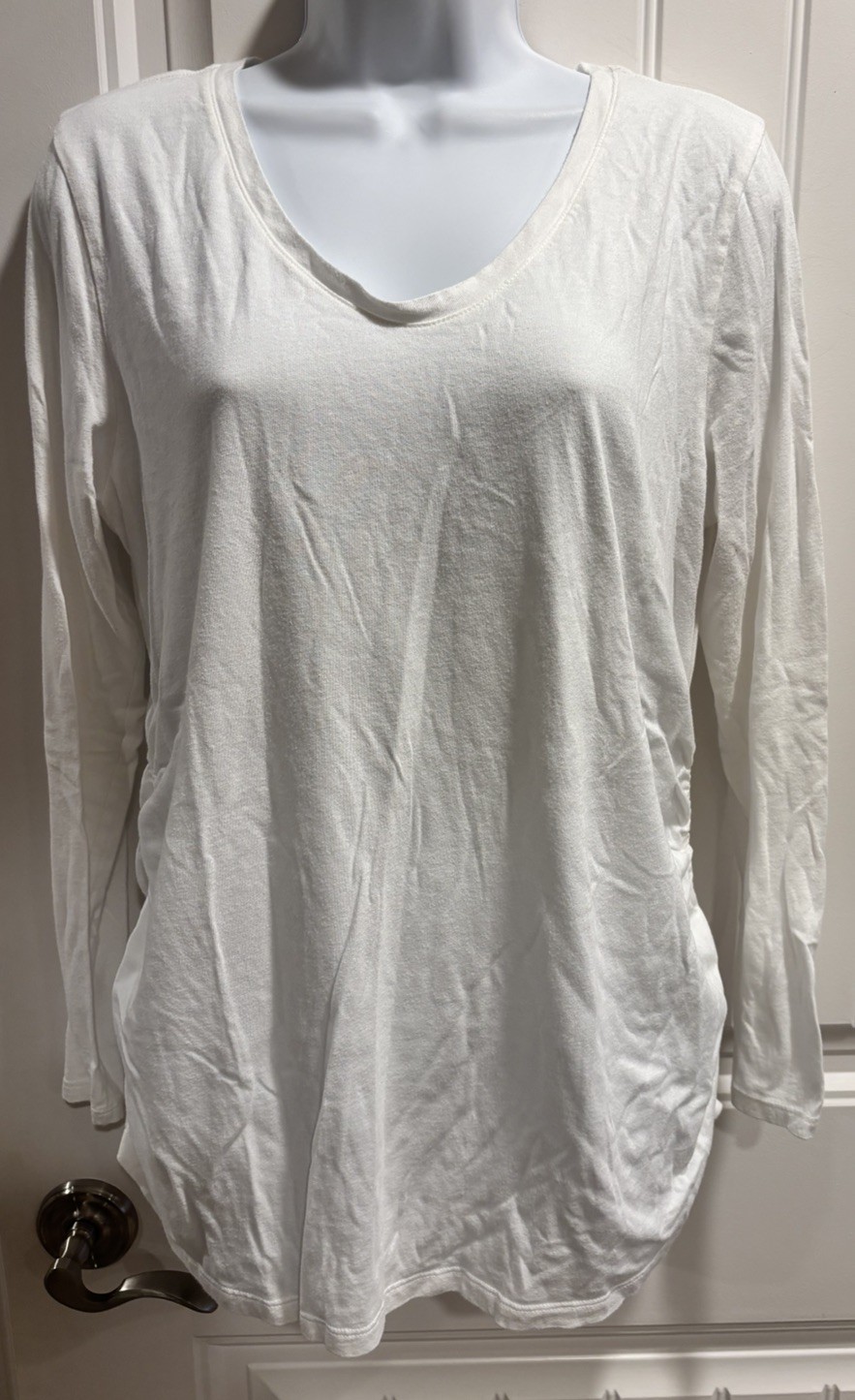 Isabel Maternity White Basic Long Sleeve T Shirt, Size L