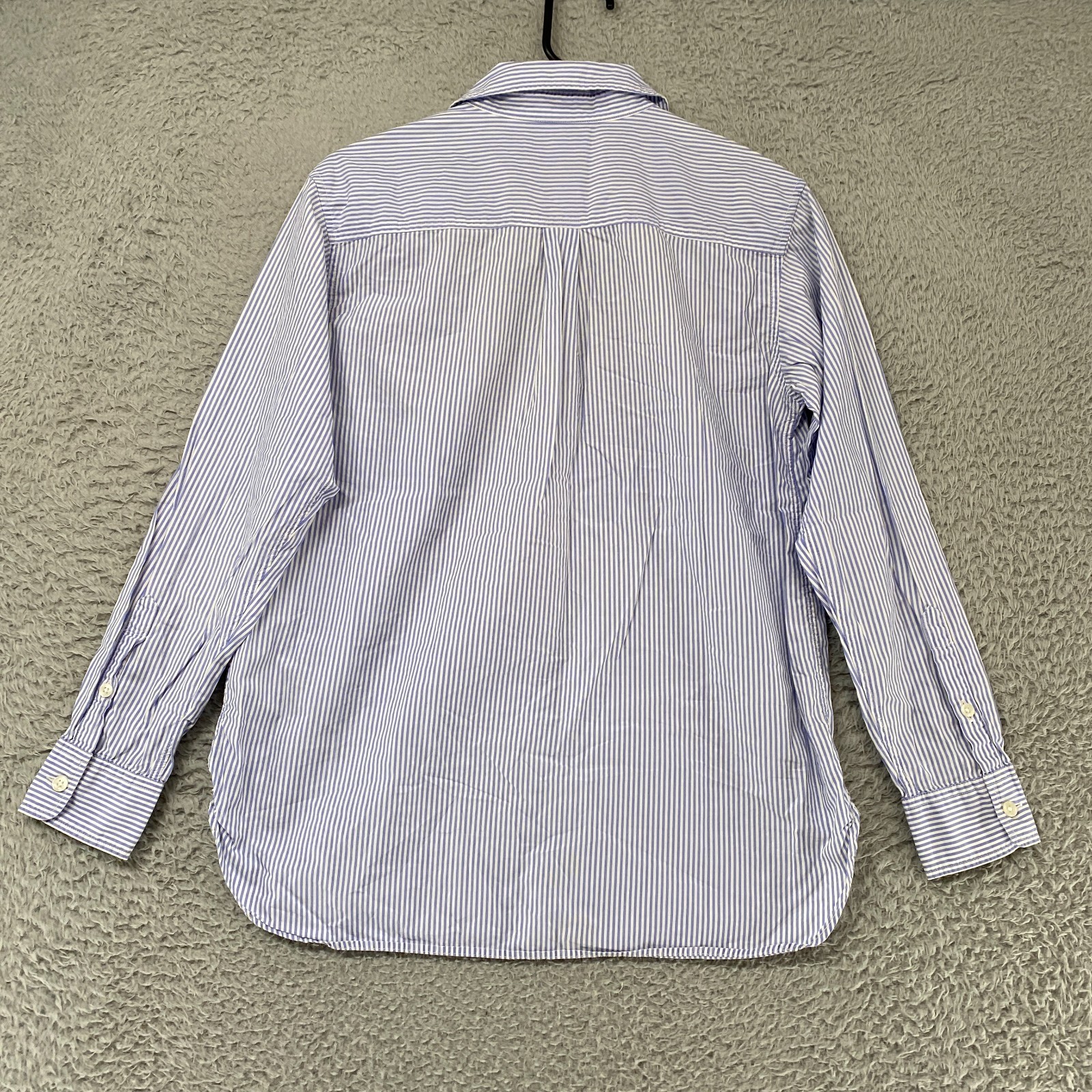 Uniqlo Shirt Womens Small Blue White Striped Button Front Office Corporate Work