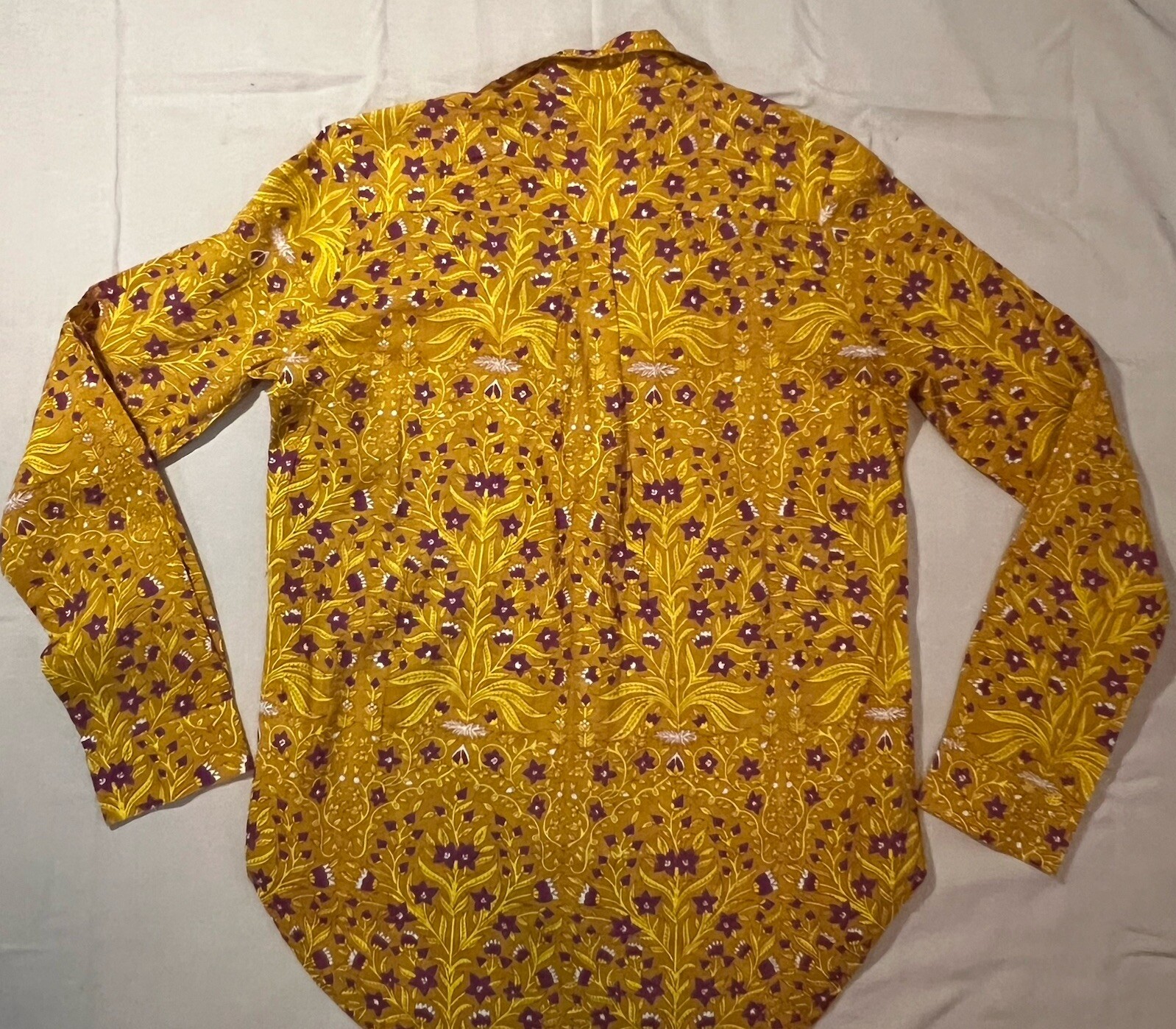 Roller Rabbit Rhône Guy Shirt Floral Yellow Purple Long Sleeve Button Down XS