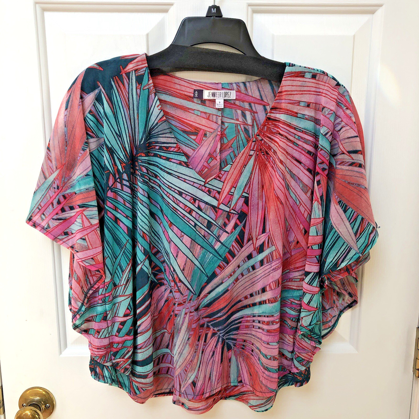 Jlo Jennifer Lopez Blouse Women’s Small Tropical Caribbean Colorful Lo Layer