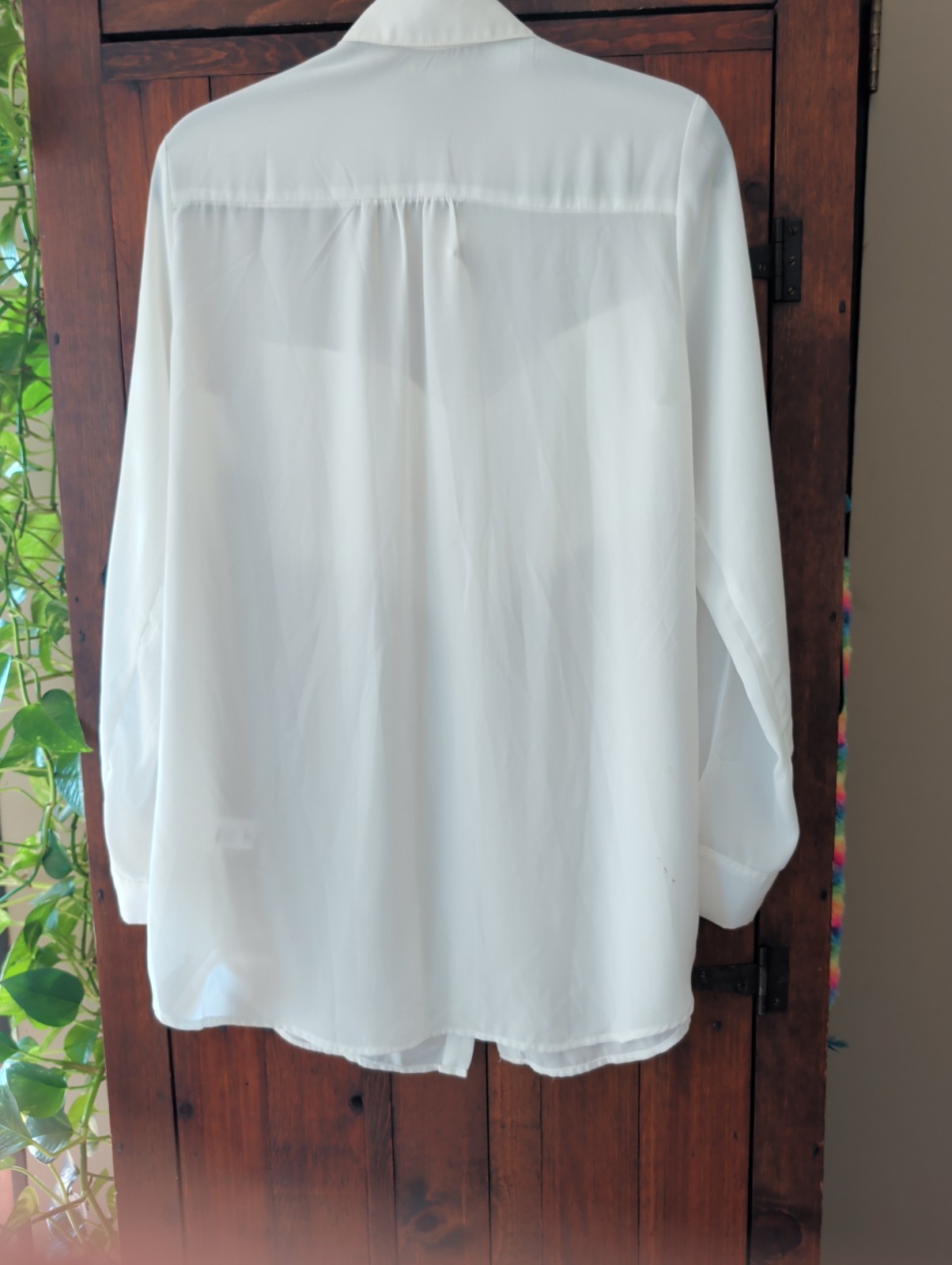 GIANNI BINI Women’s Large White Western Long Sleeve Over Blouse with Fringe