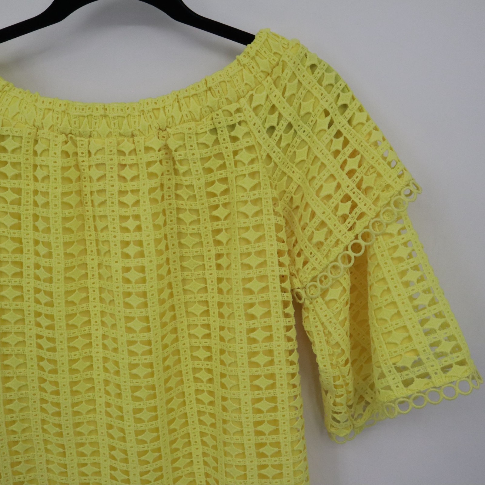 Pink Lily Crochet Tunic Top Wiomens S Yellow Boho Resortwear Feminine Delicate