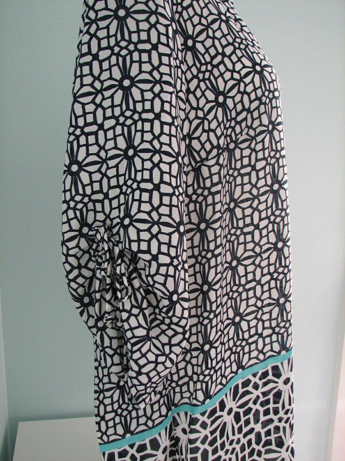 Plus Size V Neck Navy Print Tunic Top Blouse Tacera Long Length 2X