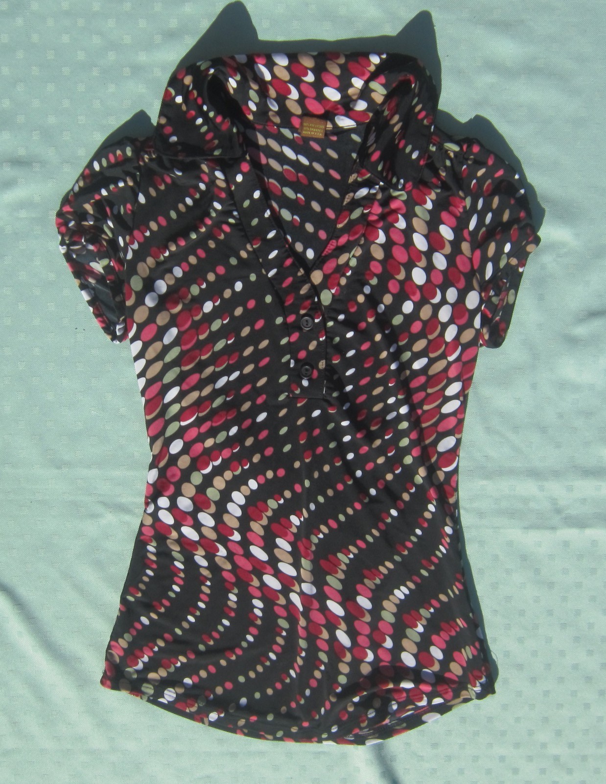 Copper Key Black/Pink Dots Top Size S