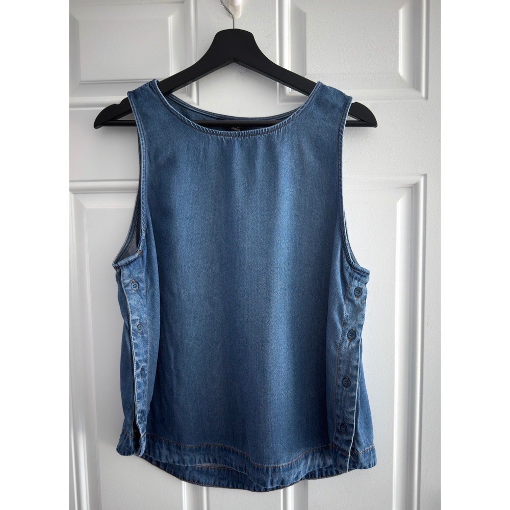 Velvet Heart Los Angeles Denim Sleeveless Side Button Tank Top Medium Wash L